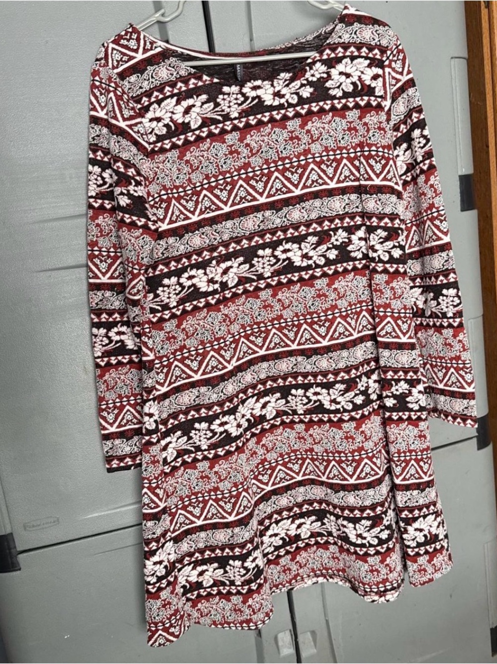 Massini Red and White Printed Sweater Top